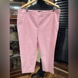 Talbots Chatham Crop Pants Oxford Stripe Pink Size 16